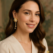 Golden Blossom Pearl Drop Earring